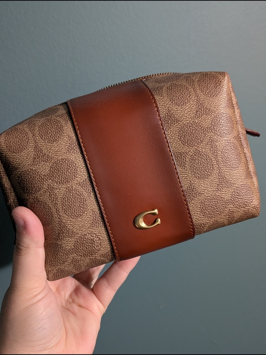 Coach Other - Coach Signature Brown Leather Travel Pouch